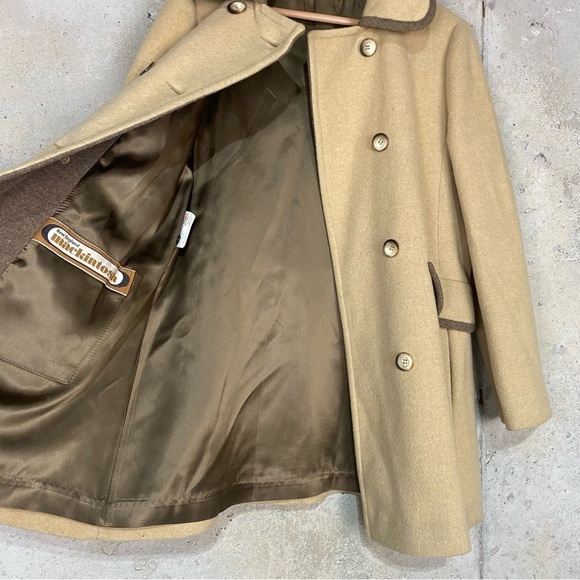 Vintage New England mackintosh beige brown wool blend neutral pea coat 10 medium - Picture 10 of 12